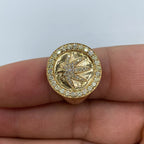10K Gold Marijuana Leaf Circle Crest Diamond Ring - additional product view 3