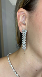 14K Gold Bridal Gardenia Baguette Hanging Diamond Earrings - additional product view 3