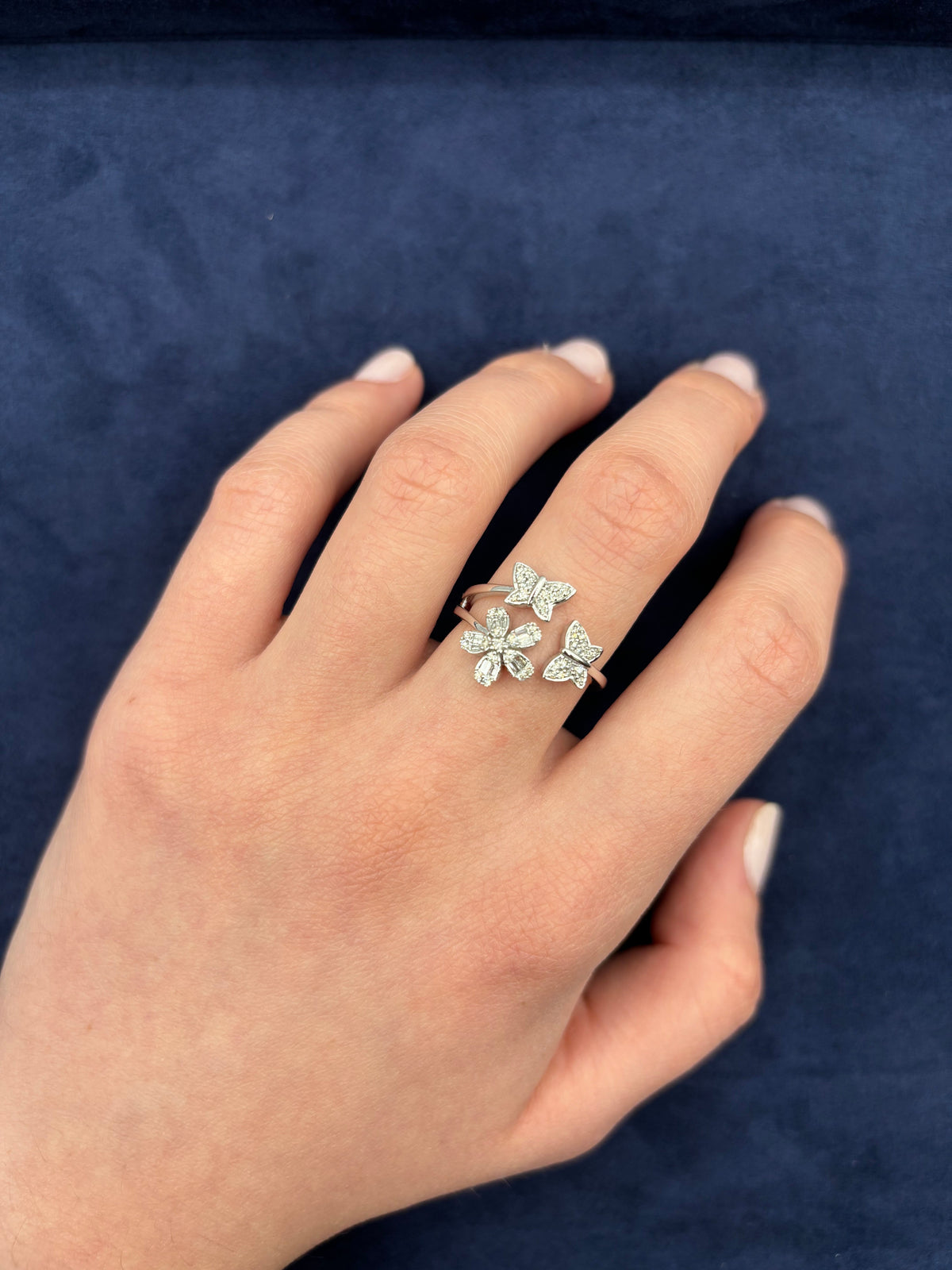 14K Gold Flower Butterfly Diamond Ring - additional product view 6