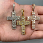 10K Gold Cross 3D Baguette Diamond Pendant - additional product view 3