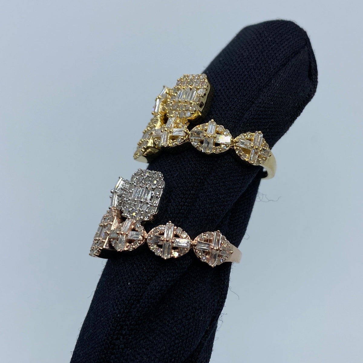 14K Gold Spiritual Bangle Diamond Baguette Ring - additional product view 5