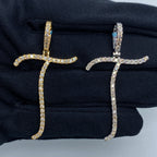 14K Gold Initial T Large Script Diamond Pendant - main product photo