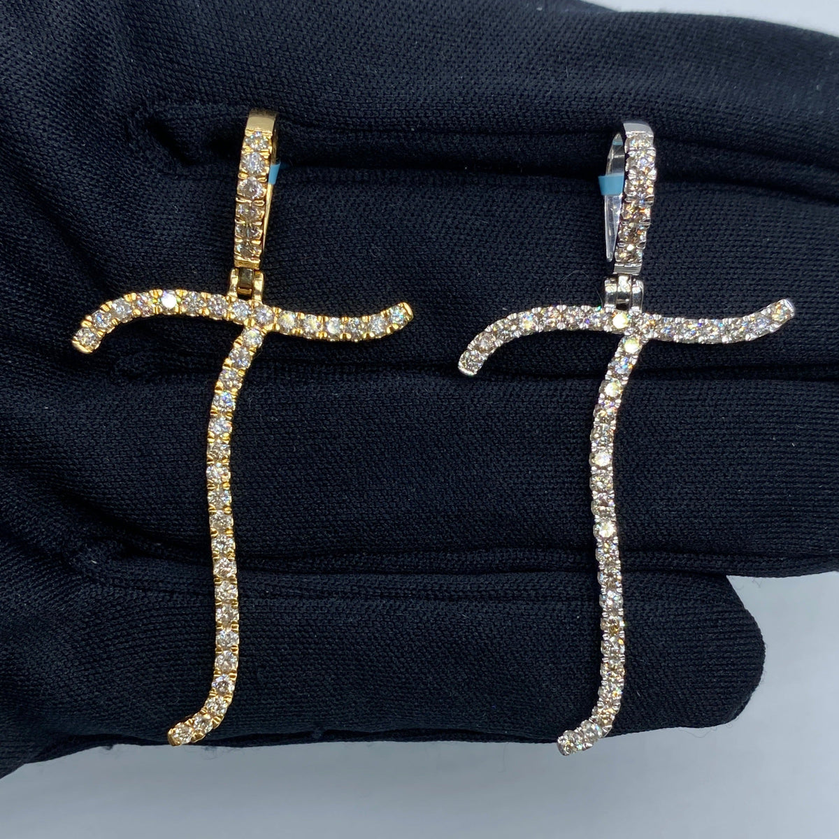 14K Gold Initial T Large Script Diamond Pendant - main product photo