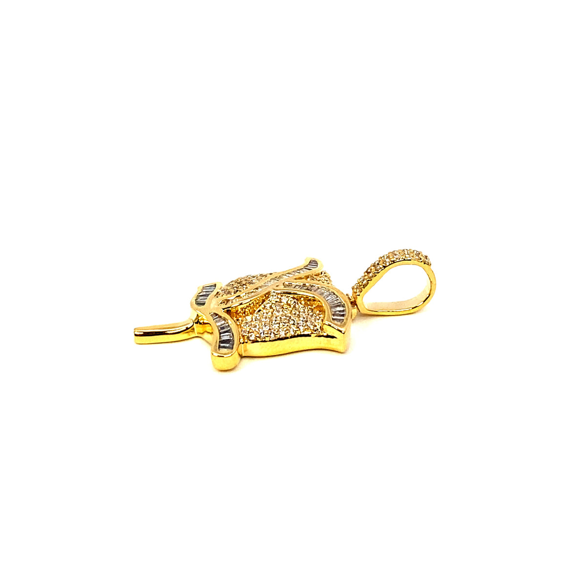 14K Gold Rose Diamond Baguette Pendant - additional product view 4