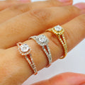14K Gold Sunburst Diamond Engagement Ring in yellow gold - close-up product photo