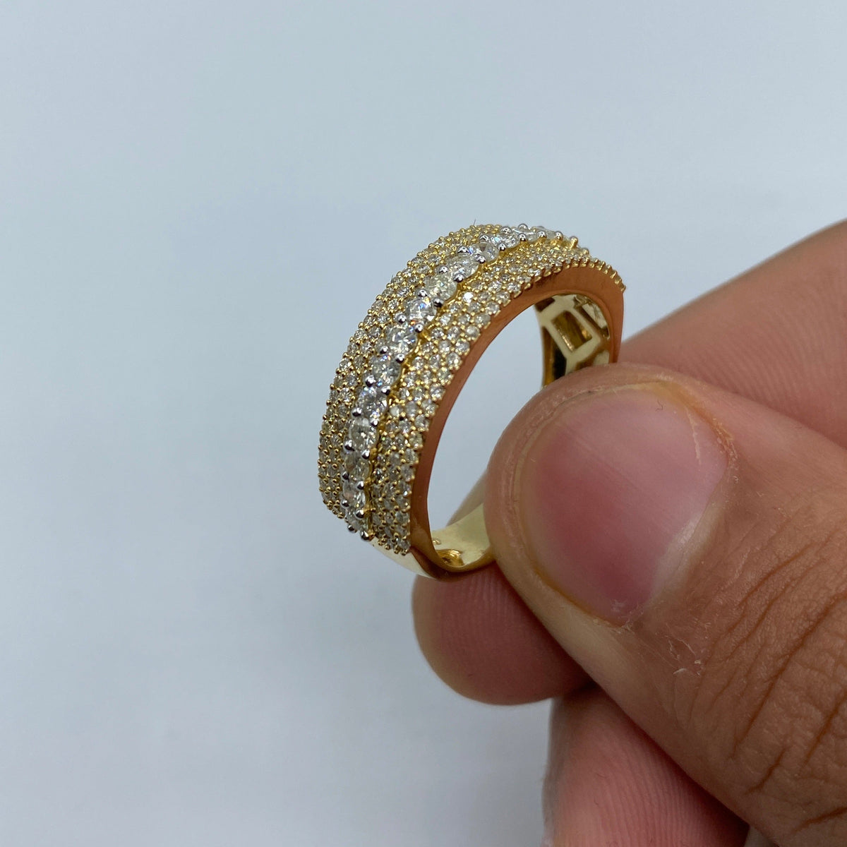 14K Gold Big Stone Band Diamond Ring - additional product view 4