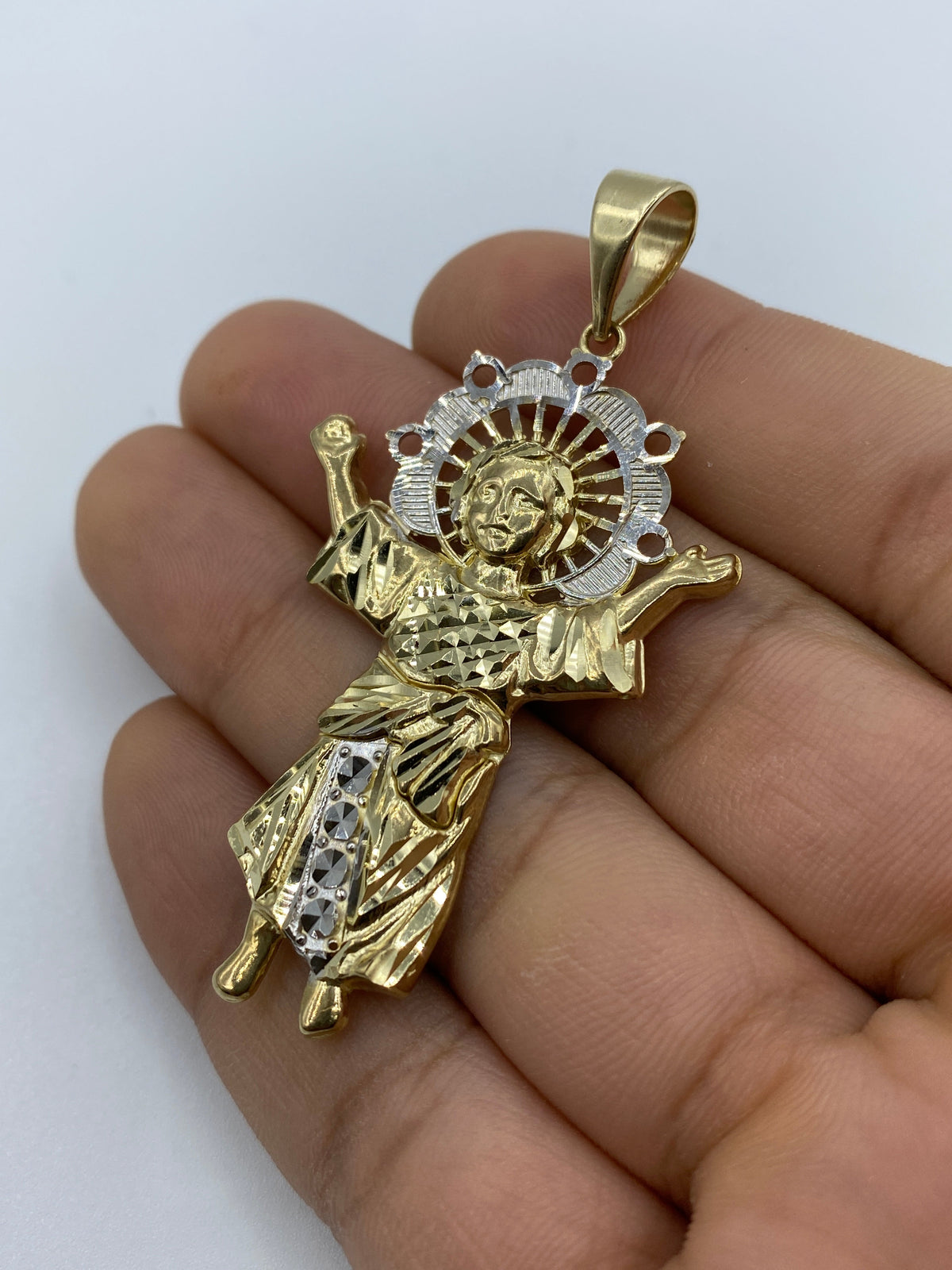14K Gold Baby Jesus Pendant 2.5 in - additional product view 3