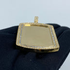 14K Gold Rectangle Diamond Baguette Picture Photo Pendant - additional product view 4