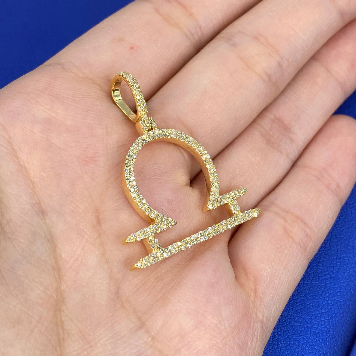 10K Gold Libra Sign Diamond Pendant - additional product view 5