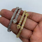 10K Gold Bangle Heart Diamond Baguette Bracelet - additional product view 2
