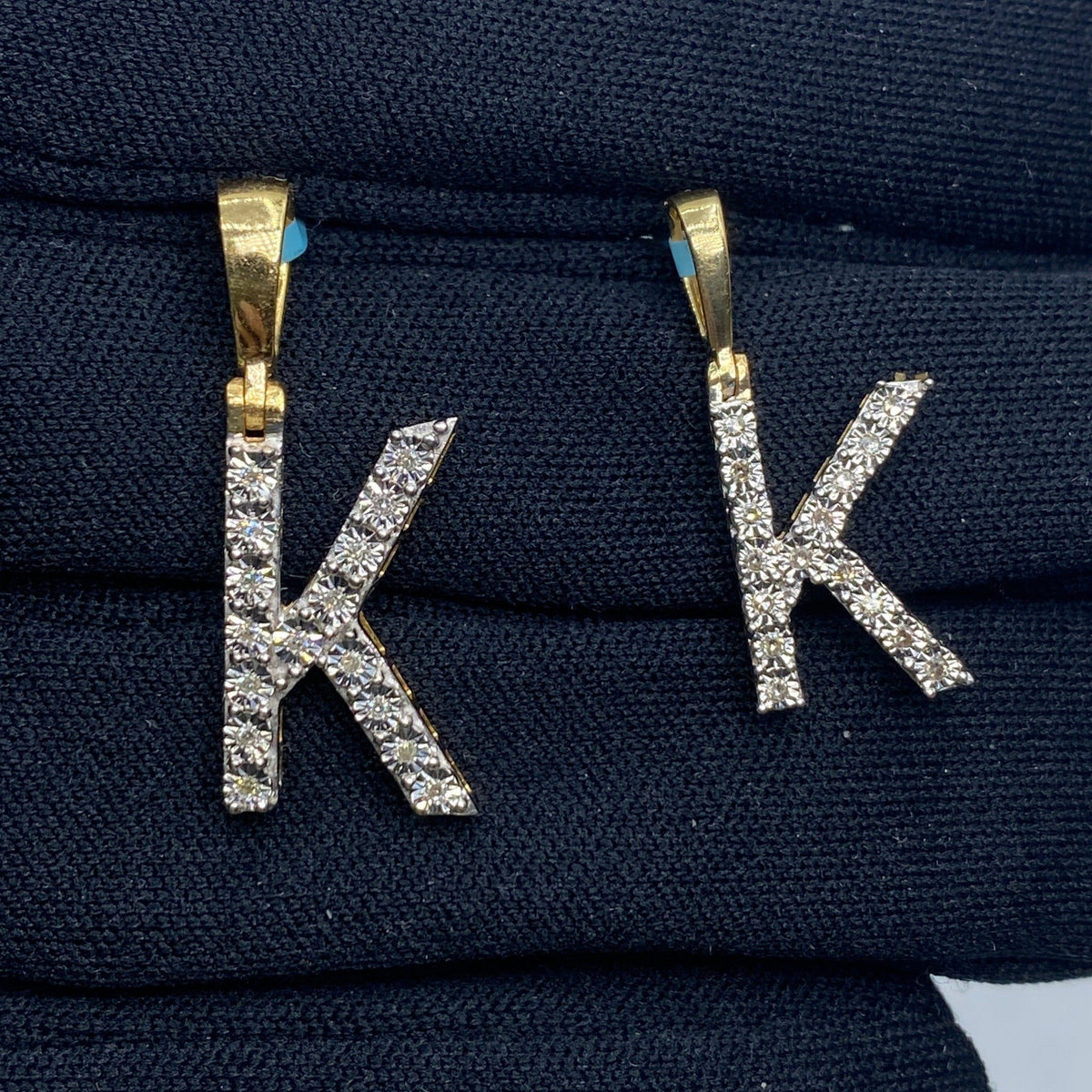 14K Gold Single Stone Initial K Diamond Pendant - main product photo
