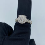 14K Gold Jumbo Circle Halo Diamond Engagement Ring with Band - additional product view 2