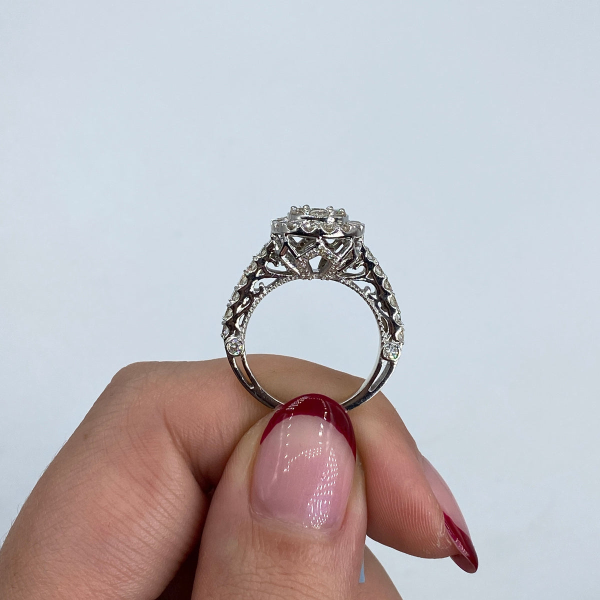 14K Gold Amore Halo Circle Diamond Engagement Rings - additional product view 7