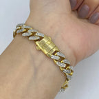 14K Gold 9.5mm Two-Tone Cuban Link Bracelet 8 in - additional product view 3