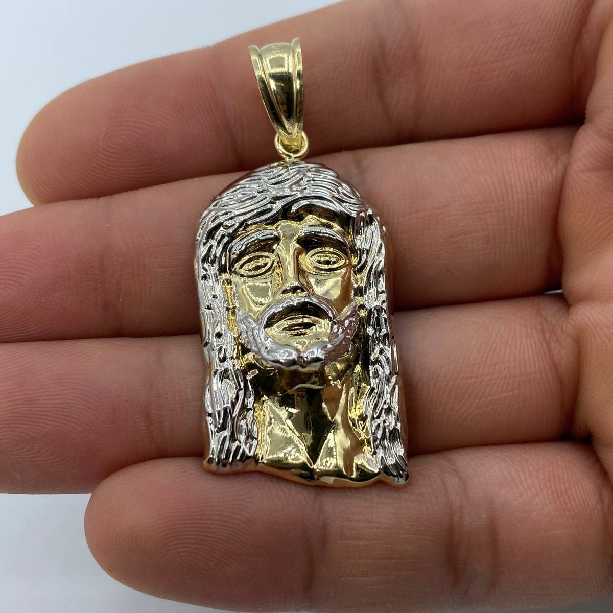 14K Gold Jesus Head Pendant - additional product view 2