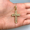 14K Gold Diamond Latin Cross Pendant in yellow gold - close-up product photo