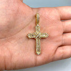 14K Gold Diamond Latin Cross Pendant in yellow gold - close-up product photo
