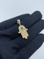 14K Gold Hamsa Green Eye Diamond Pendant - additional product view 3