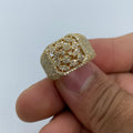 10K Gold Floral Square Diamond Ring in yellow gold - close-up product photo
