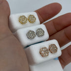 14K Gold Hexagon Flower Diamond Earrings - additional product view 3