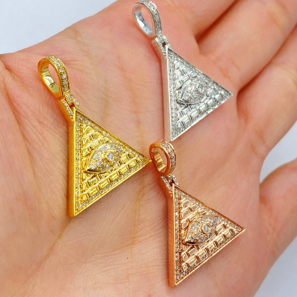 10K Gold Illuminati Pyramid Diamond Pendant - additional product view 3