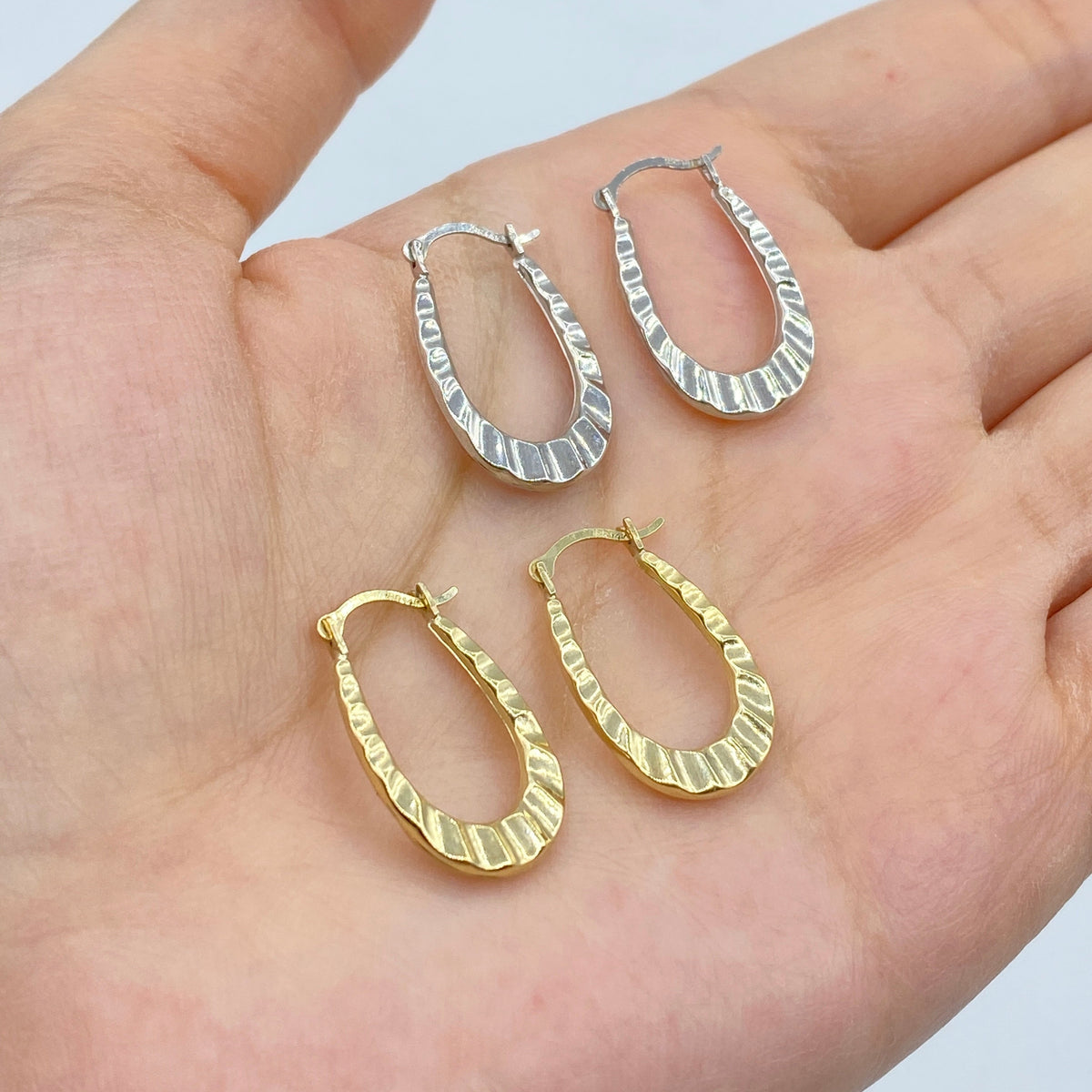 14K Gold Ruffle Hoop Earrings - additional product view 2