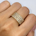 10K Gold 10mm Stacked Diamond Baguette Ring in yellow gold - close-up product photo