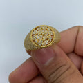 10K Gold Floral Round Diamond Ring in yellow gold - close-up product photo