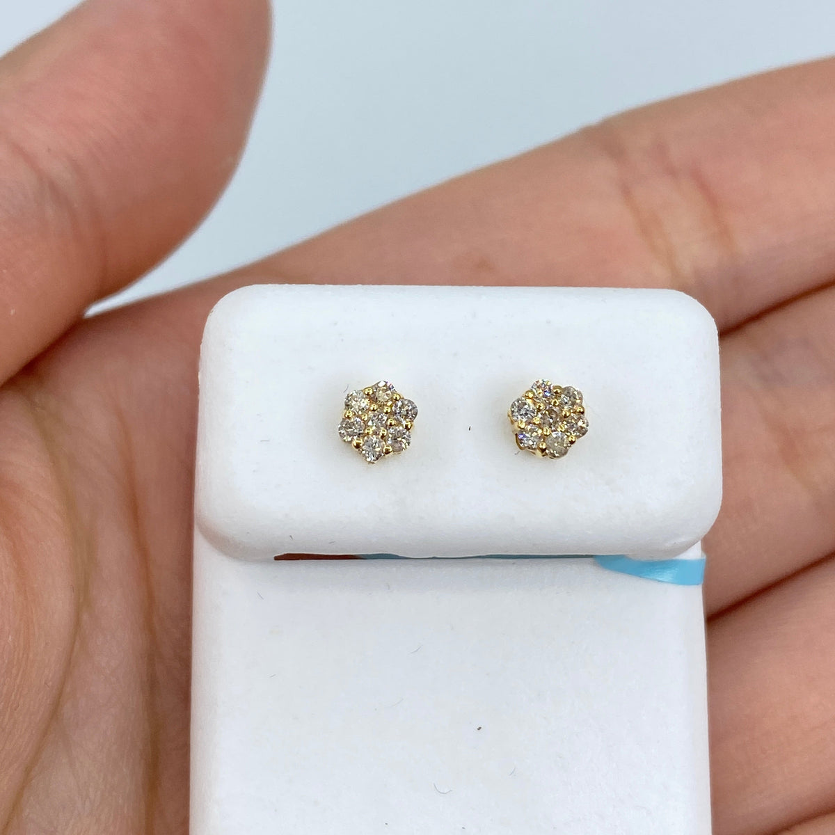 14K Gold Flower Diamond Earrings - additional product view 4