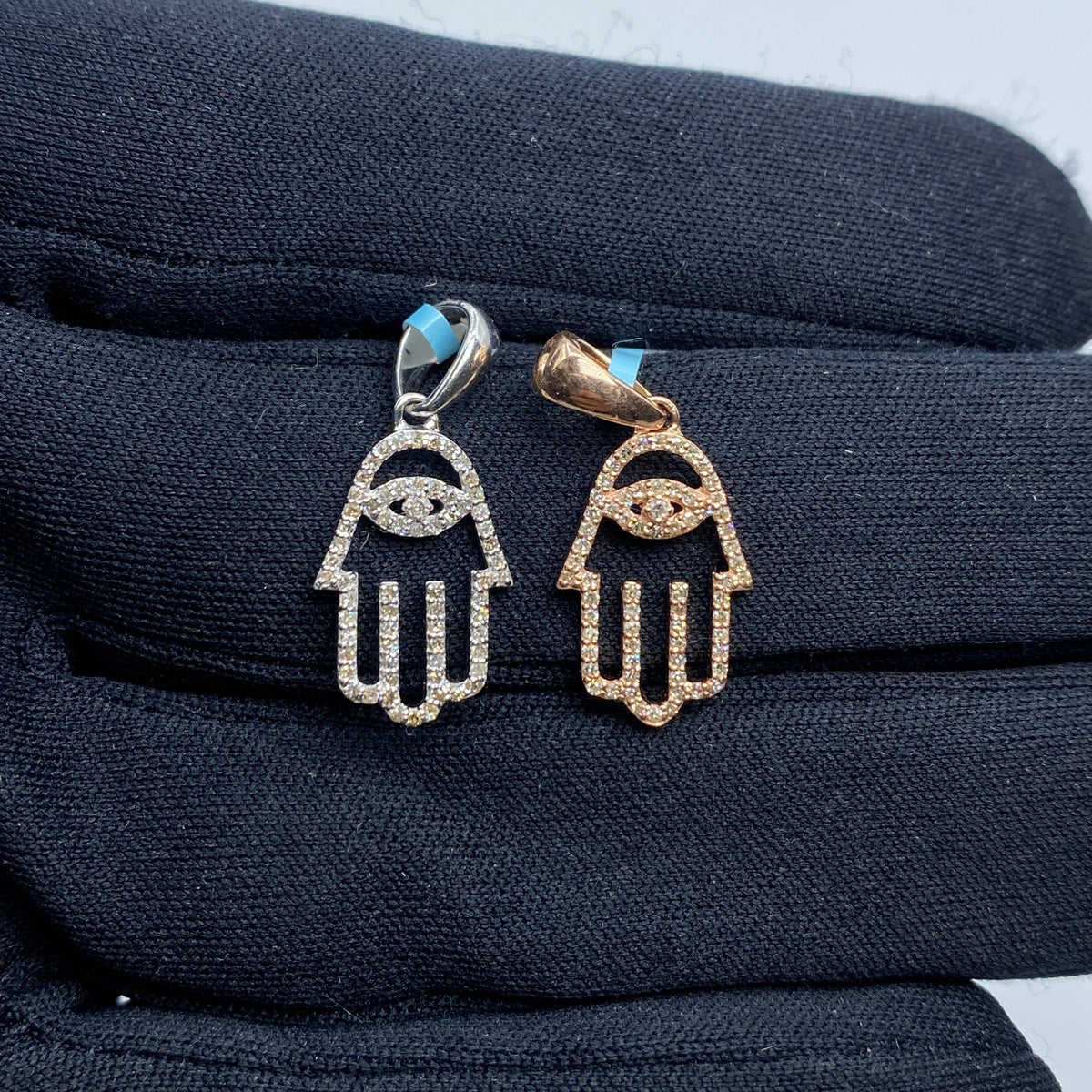14K Gold Small Hamsa Diamond Pendant - additional product view 2