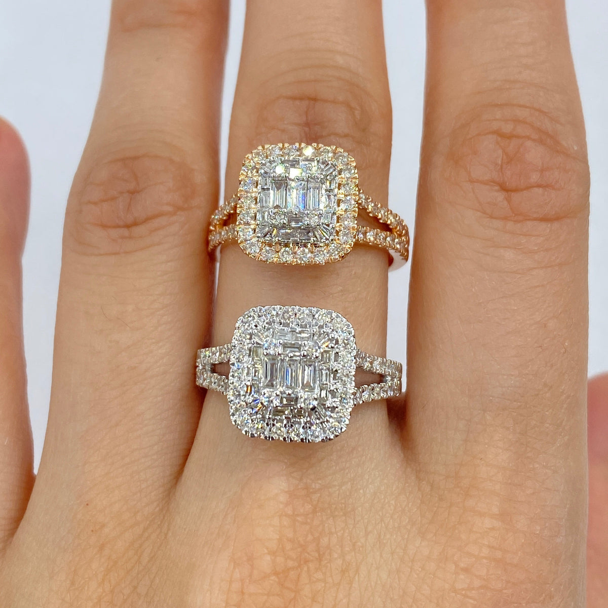 14K Gold Cake Square Diamond Baguette Ring - additional product view 3