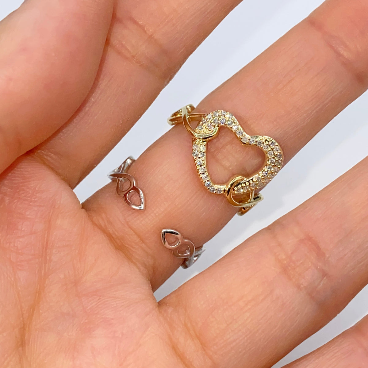 14K Gold Heart Infinity Diamond Ring Adjustable Band - additional product view 6
