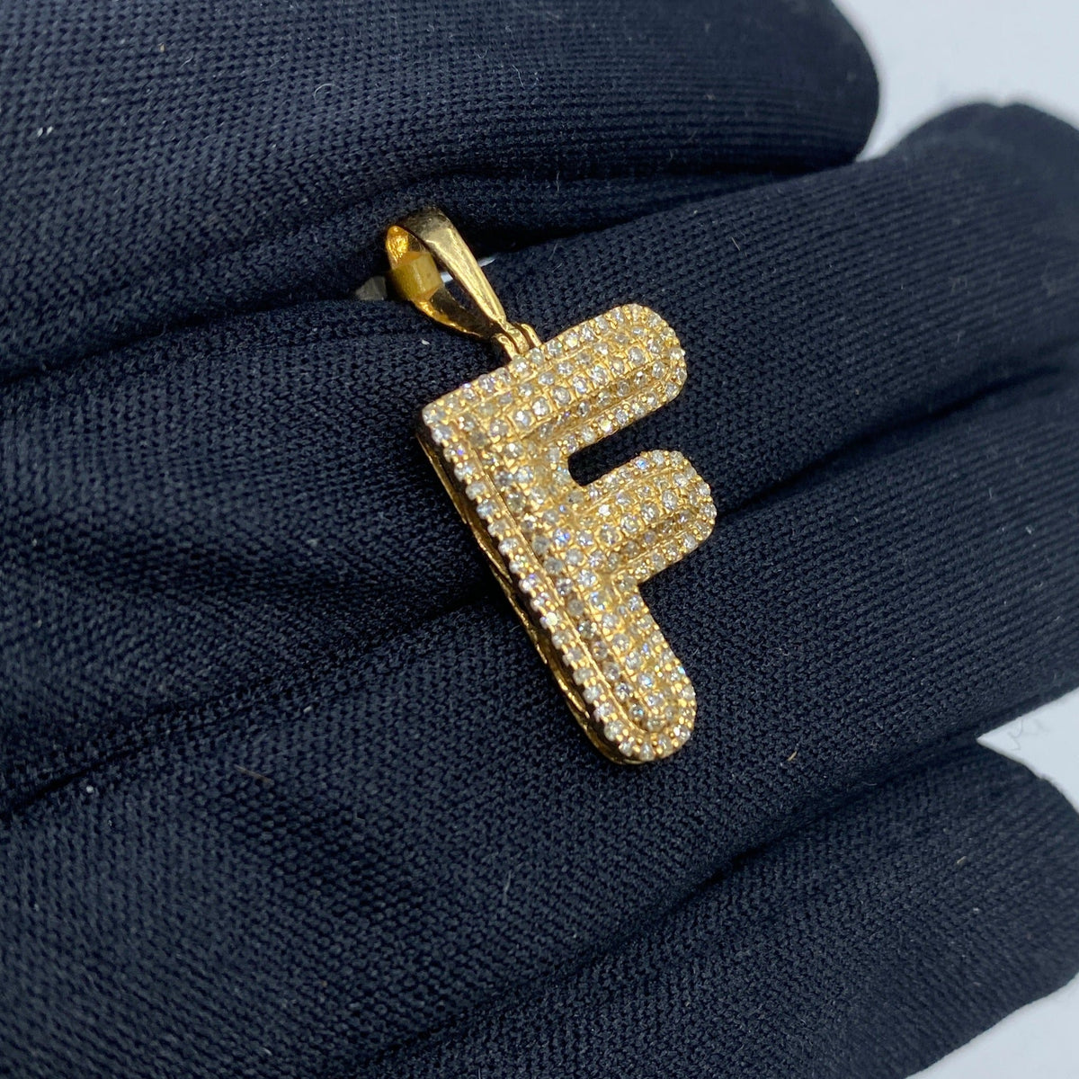 Initial F Bubble Diamond Pendant - additional product view 3
