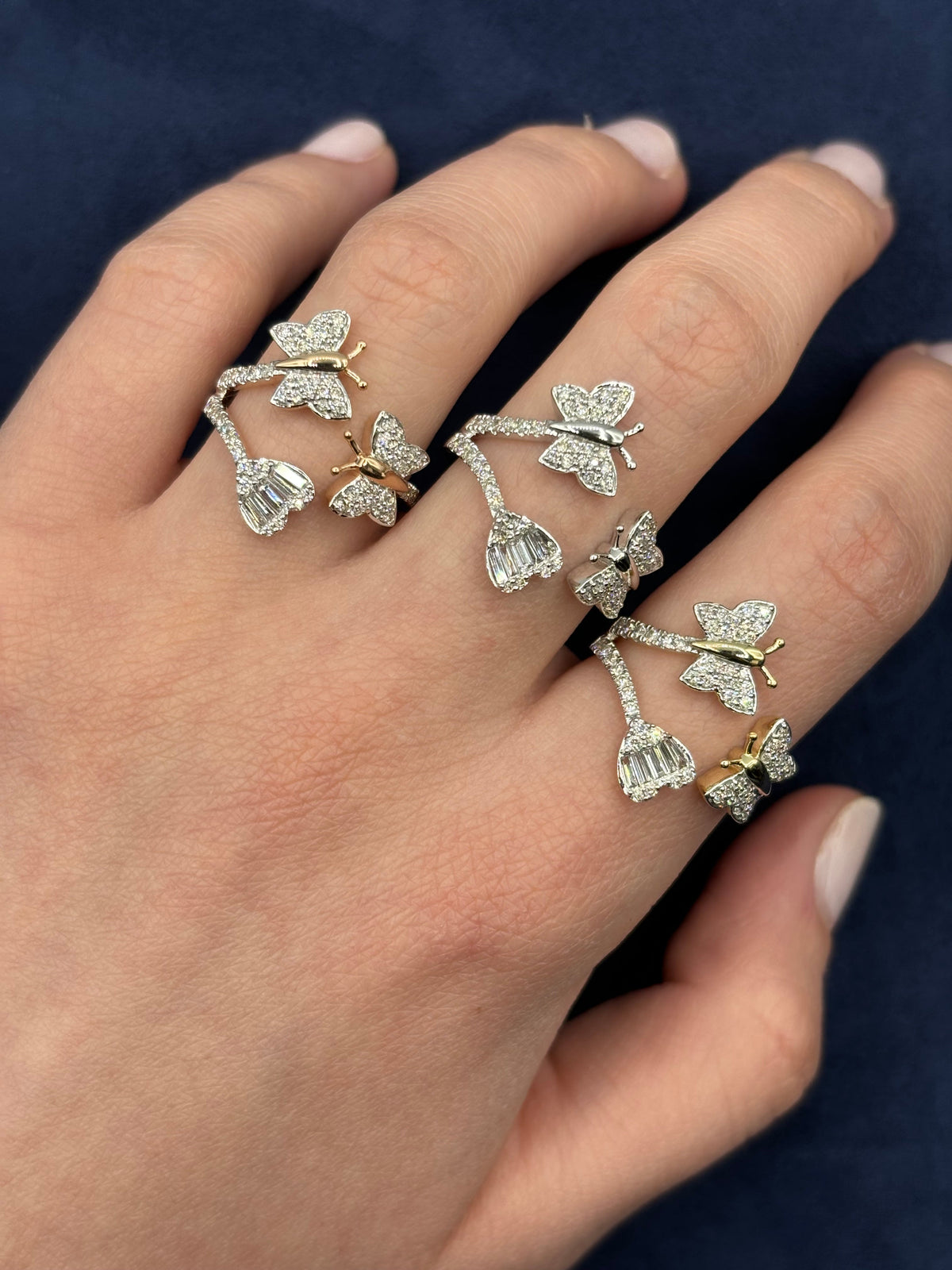 14K Gold Heart Butterfly Diamond Ring - additional product view 2