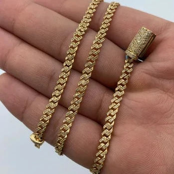 14K Gold 4mm Cuban Link Diamond Chain 16–22 in - additional product view 2