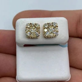 14K Gold Square Stud Diamond Earrings 1.7 Ct - additional product view 2