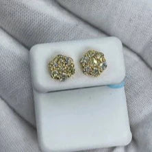 14K Gold Flower Diamond Earrings 1.4 Ct - additional product view 3