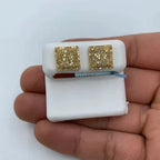 14K Gold Square Flat Diamond Earrings - additional product view 2