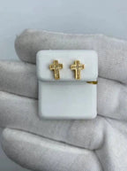 14K Gold Cross Diamond Earrings - additional product view 2
