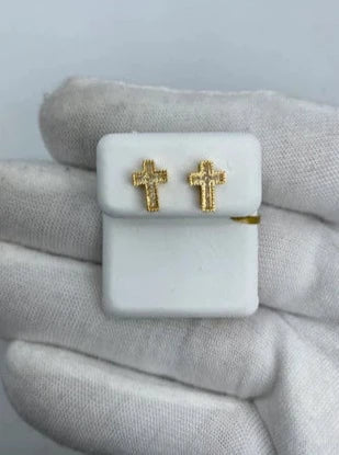 14K Gold Cross Diamond Earrings - additional product view 2
