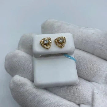 14K Gold Triangle Large Center Stone Diamond Earrings - additional product view 3