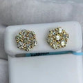 14K Gold Flower Diamond Earrings 3.1 Ct in yellow gold - close-up product photo