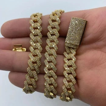10K Gold 10mm Cuban Link Diamond Chain 18–22 in - additional product view 2