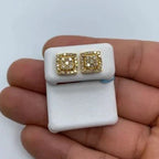 14K Gold Square Box Diamond Earrings Large in yellow gold - close-up product photo