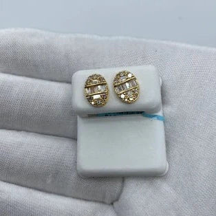 14K Gold Oval Diamond Baguette Earrings - additional product view 3