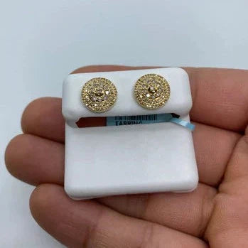 14K Gold Circle Flat Diamond Earrings - additional product view 2