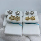 14K Gold Star Diamond Baguette Earrings - additional product view 4