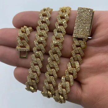 10K Gold 10mm Cuban Link Diamond Chain 18–22 in - additional product view 4