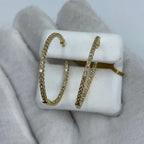 10K Gold Large Circle Hoop Diamond Earrings in yellow gold - close-up product photo