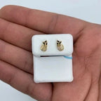 14K Gold Cat Stud Diamond Earrings in yellow gold - close-up product photo